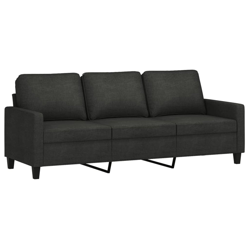 3-Seater Sofa with Footstool Black 180 cm Fabric Payday Deals