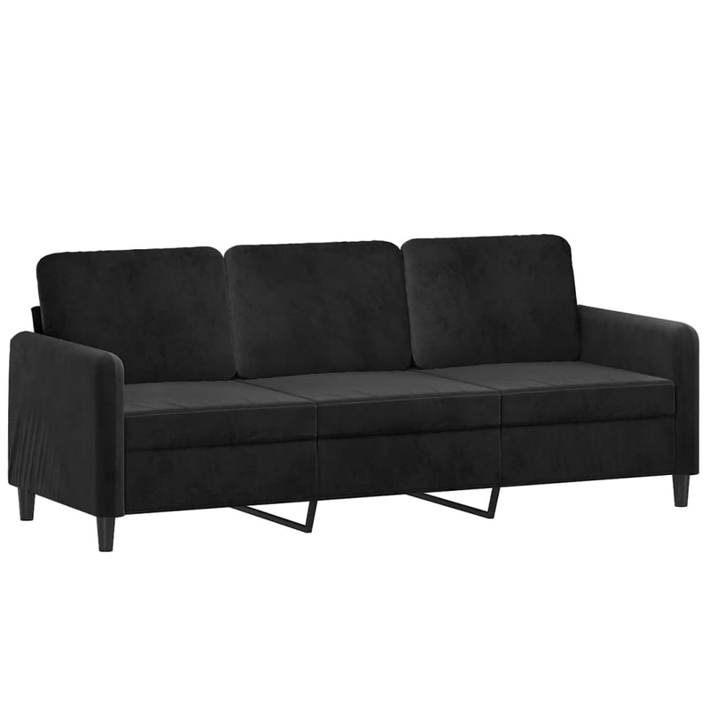 3-Seater Sofa with Throw Pillows Black 180 cm Velvet Payday Deals