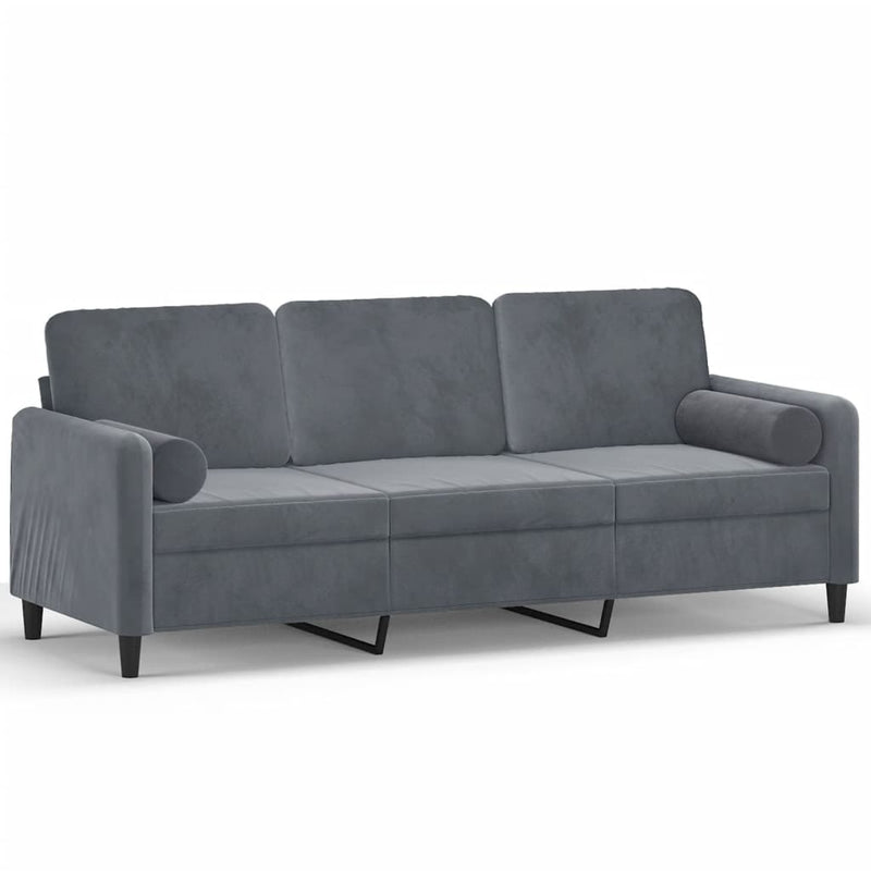 3-Seater Sofa with Throw Pillows Dark Grey 180 cm Velvet Payday Deals