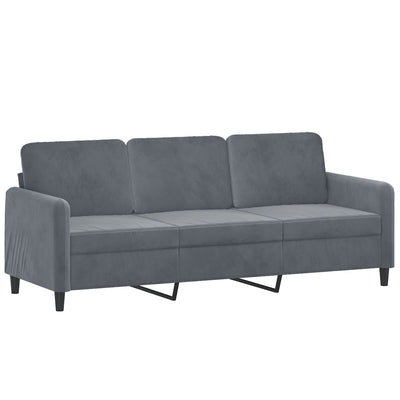 3-Seater Sofa with Throw Pillows Dark Grey 180 cm Velvet Payday Deals