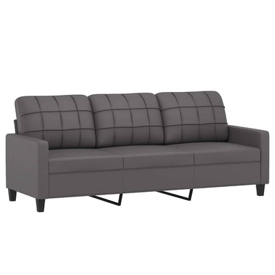 3-Seater Sofa with Throw Pillows Grey 180 cm Faux Leather Payday Deals