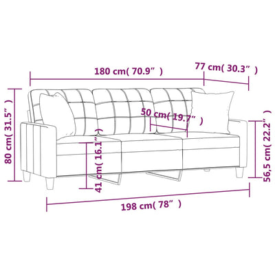 3-Seater Sofa with Throw Pillows Grey 180 cm Faux Leather Payday Deals