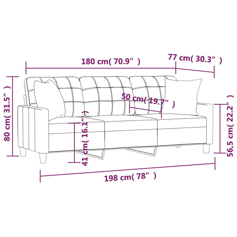 3-Seater Sofa with Throw Pillows Grey 180 cm Faux Leather Payday Deals