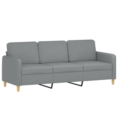 3-Seater Sofa with Throw Pillows Light Grey 180 cm Fabric Payday Deals