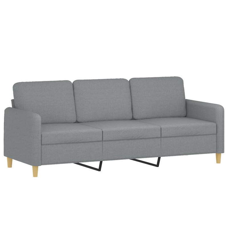 3-Seater Sofa with Throw Pillows Light Grey 180 cm Fabric Payday Deals