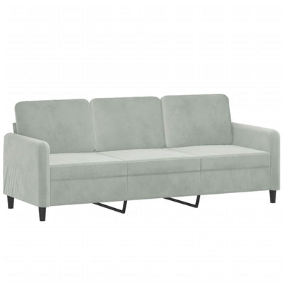 3-Seater Sofa with Throw Pillows Light Grey 180 cm Velvet Payday Deals