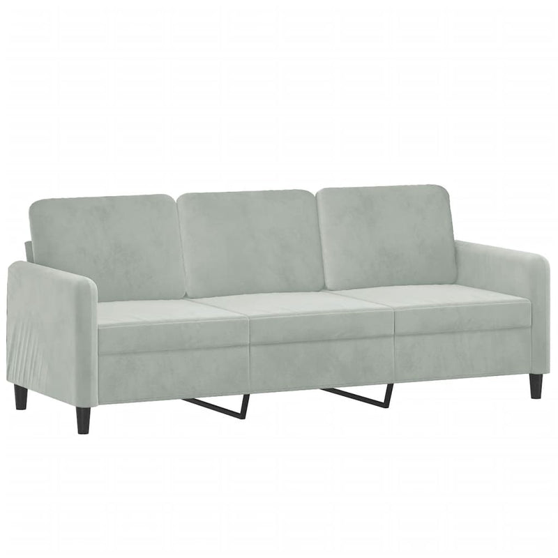 3-Seater Sofa with Throw Pillows Light Grey 180 cm Velvet Payday Deals
