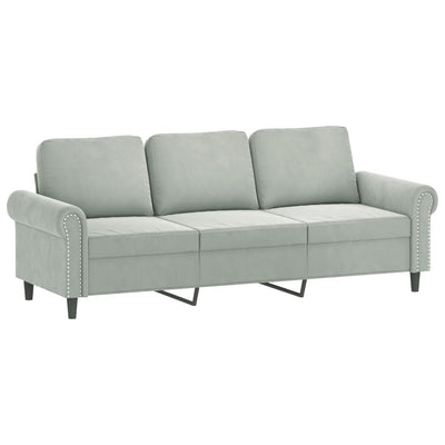 3-Seater Sofa with Throw Pillows Light Grey 180 cm Velvet Payday Deals