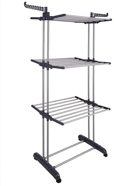3 Tier Foldable Clothes Drying Rack for Laundry Dryer with Hanger Stand Rail Indoor Payday Deals