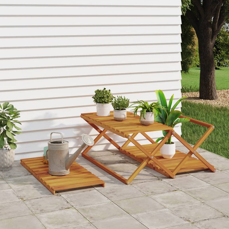 3-Tier Folding Shelf Brown 70x31x63 cm Solid Wood Acacia Payday Deals