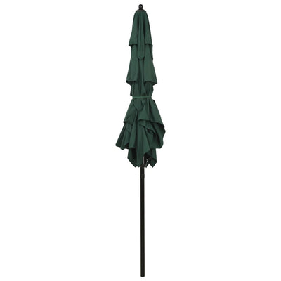3-Tier Garden Parasol with Aluminium Pole Green 2x2 m Payday Deals