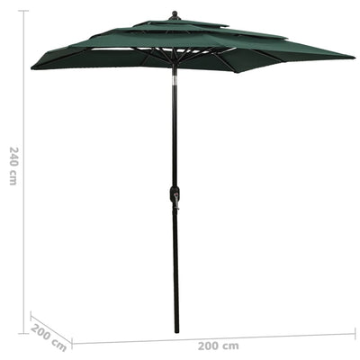 3-Tier Garden Parasol with Aluminium Pole Green 2x2 m Payday Deals