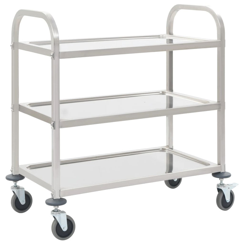 3-Tier Kitchen Trolley 96.5x55x90 cm Stainless Steel Payday Deals