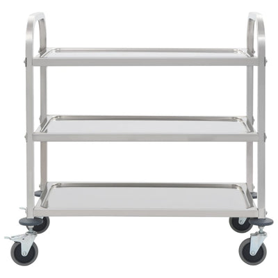 3-Tier Kitchen Trolley 96.5x55x90 cm Stainless Steel Payday Deals