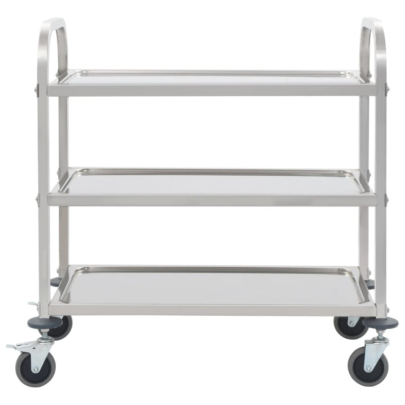 3-Tier Kitchen Trolley 96.5x55x90 cm Stainless Steel Payday Deals