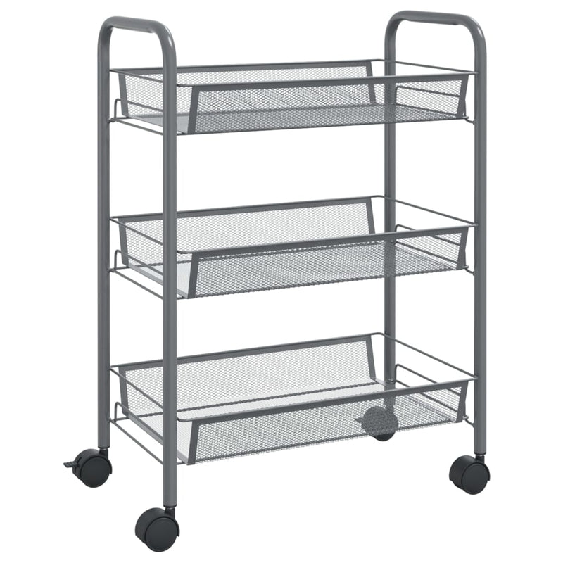 3-Tier Kitchen Trolley Grey 46x26x64 cm Iron Payday Deals