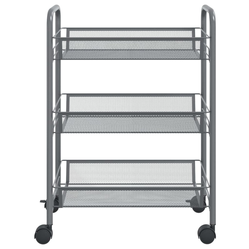 3-Tier Kitchen Trolley Grey 46x26x64 cm Iron Payday Deals