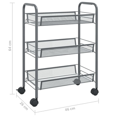 3-Tier Kitchen Trolley Grey 46x26x64 cm Iron Payday Deals