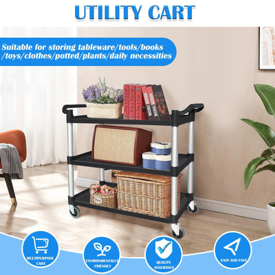 3 Tier Large Service Food Cart Restaurant Trolley Utility Cart Kitchen Catering Shelf Storage Payday Deals