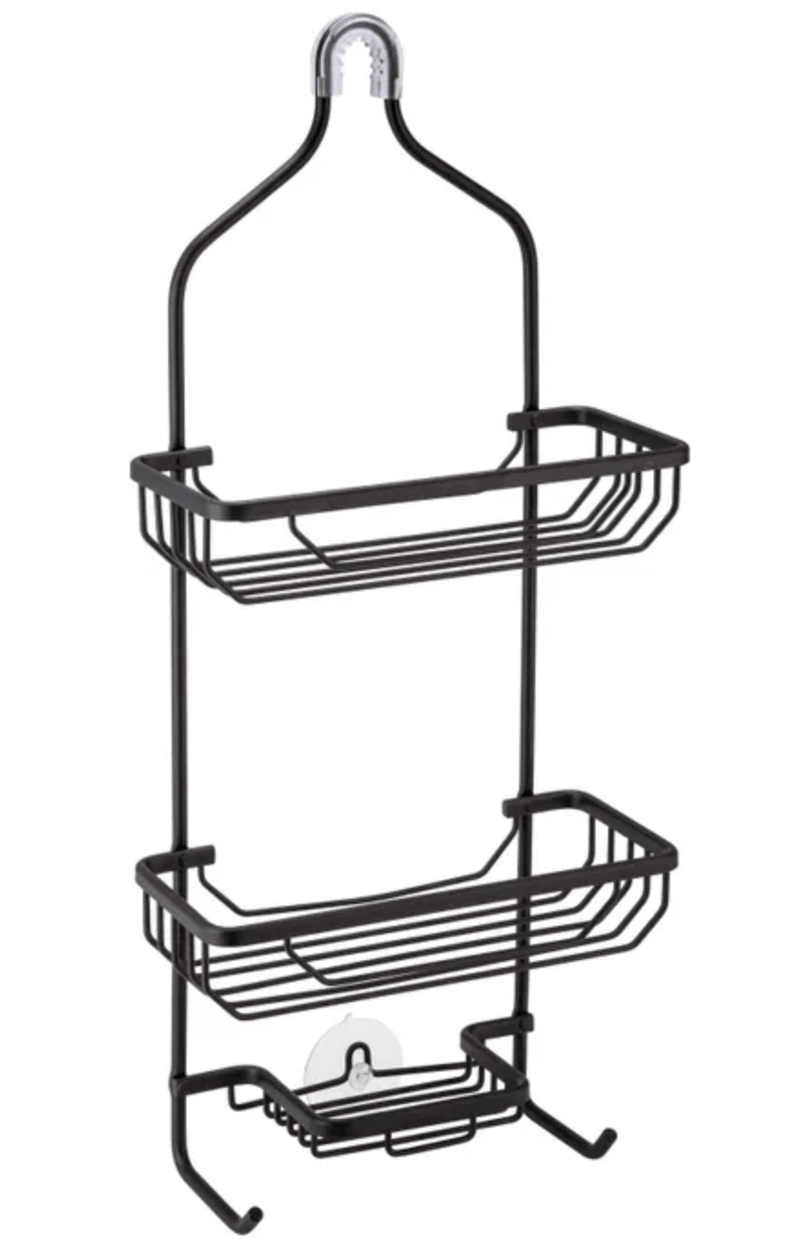 3 Tier Shower Caddy Bath Rack Aluminium Storage Hanging Over Hook Basket - Black Payday Deals