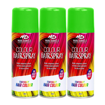 3 x Marc Daniels Hair Colour Spray Green 85g