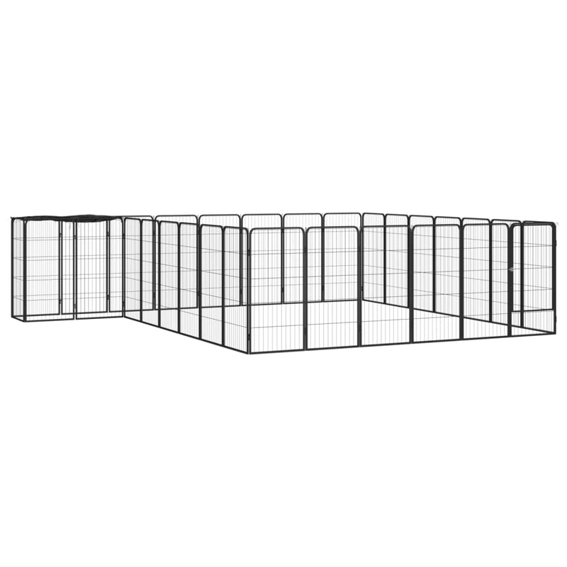 30-Panel Dog Playpen Black 50x100 cm Powder-coated Steel Payday Deals