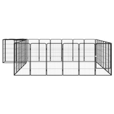 30-Panel Dog Playpen Black 50x100 cm Powder-coated Steel Payday Deals