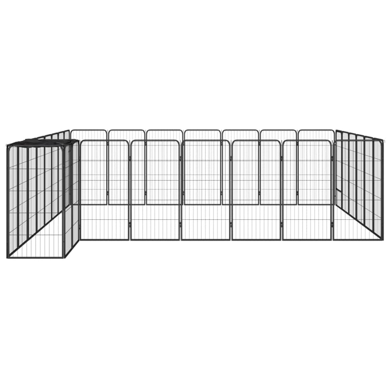 30-Panel Dog Playpen Black 50x100 cm Powder-coated Steel Payday Deals