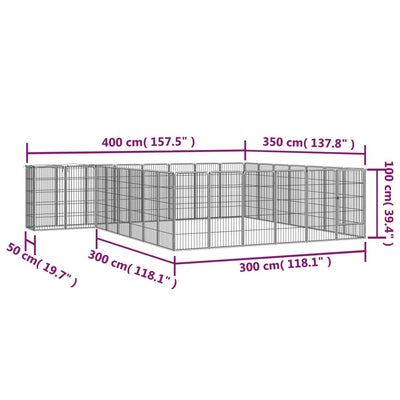 30-Panel Dog Playpen Black 50x100 cm Powder-coated Steel Payday Deals