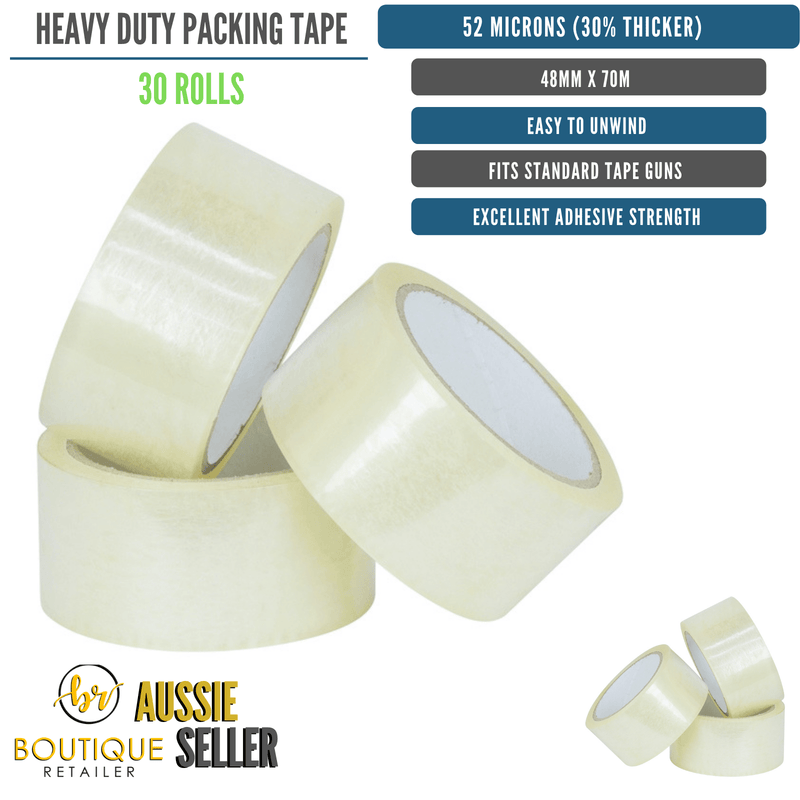 30 Rolls Packing Heavy Duty Packing Packaging Tape EXTRA STRONG 52 Microns 48mm Payday Deals