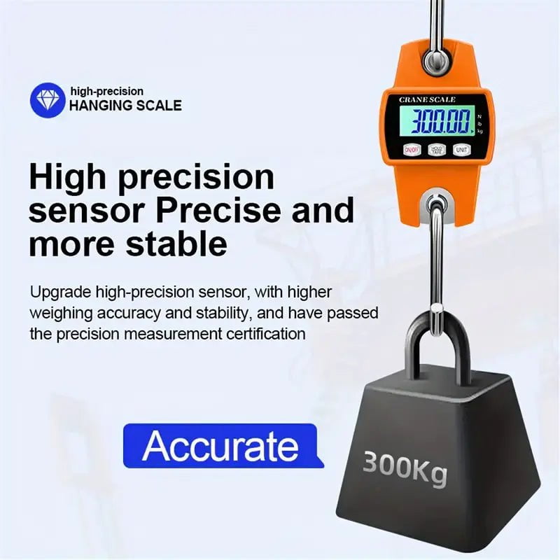 300kg Mini Crane Scale Portable LCD Digital Electronic Hook Hanging Scale Payday Deals