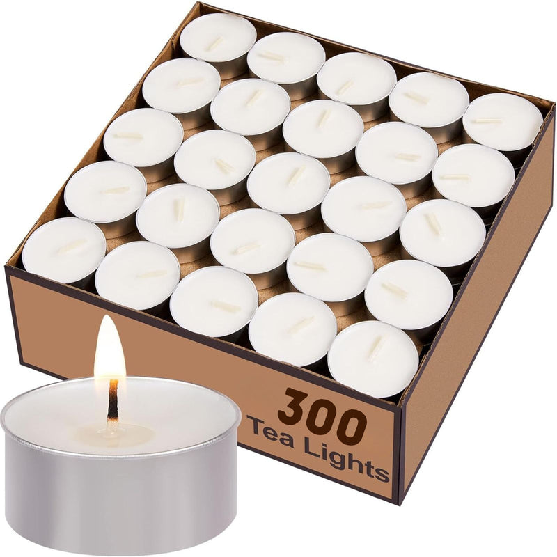 300pcs TEA LIGHT CANDLES 9 Hour Burn Tealight Wedding Smokeless Crystal Wax BULK Payday Deals