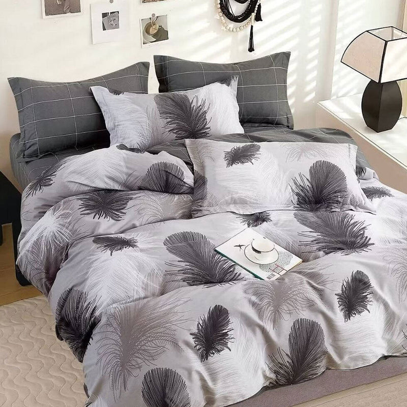 300TC Heidi Grey Reversible Cotton Quilt Cover Set King Payday Deals