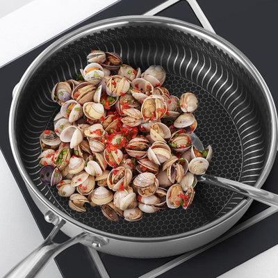 304 Stainless Steel Frying Pan Non-Stick Cooking Frypan Cookware 28cm Honeycomb Double Sided without lid Payday Deals