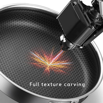 304 Stainless Steel Frying Pan Non-Stick Cooking Frypan Cookware 28cm Honeycomb Single Sided without lid Payday Deals