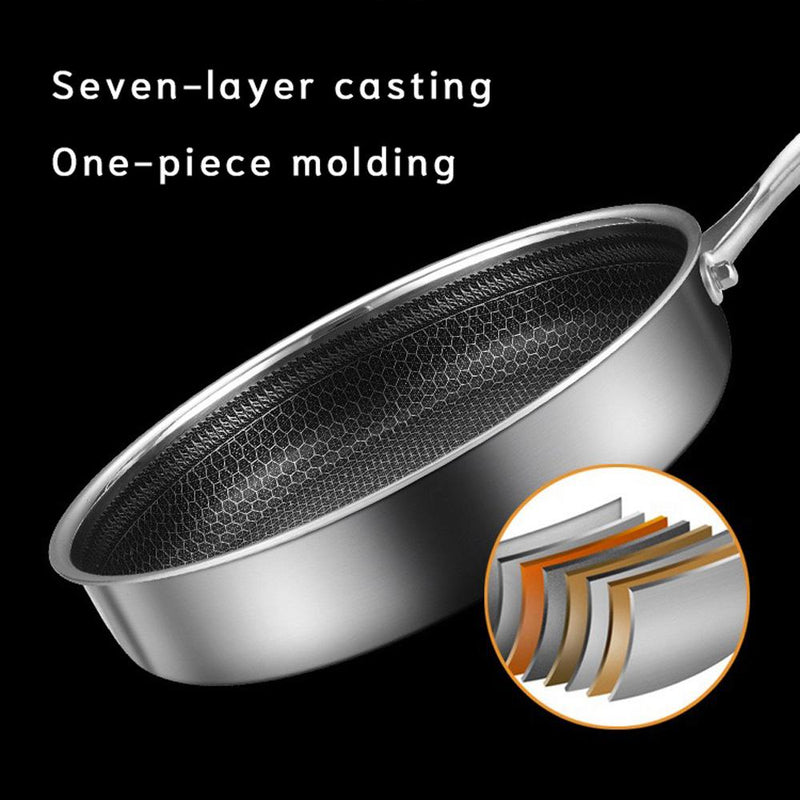 304 Stainless Steel Frying Pan Non-Stick Cooking Frypan Cookware 28cm Honeycomb Single Sided without lid Payday Deals