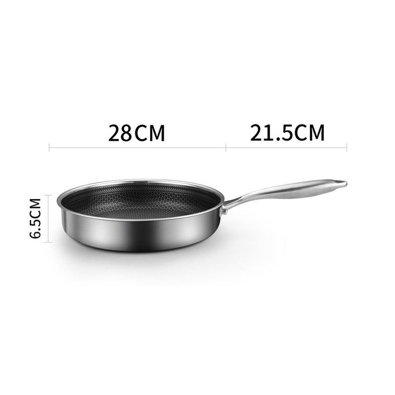 304 Stainless Steel Frying Pan Non-Stick Cooking Frypan Cookware 28cm Honeycomb Single Sided without lid Payday Deals