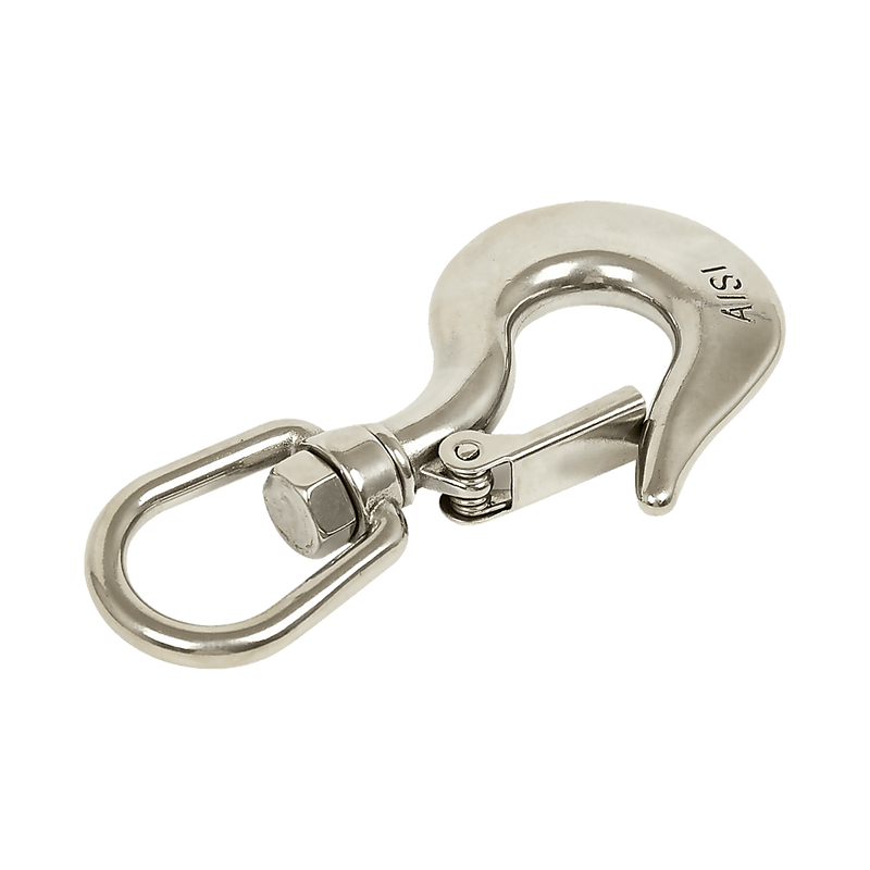 304 Stainless Steel Swivel Lift Clevis Chain Crane Hook with Safety Lock 650kg Payday Deals