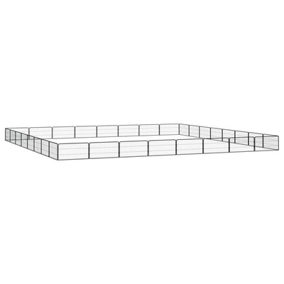 32-Panel Dog Playpen Black 100x50 cm Powder-coated Steel Payday Deals
