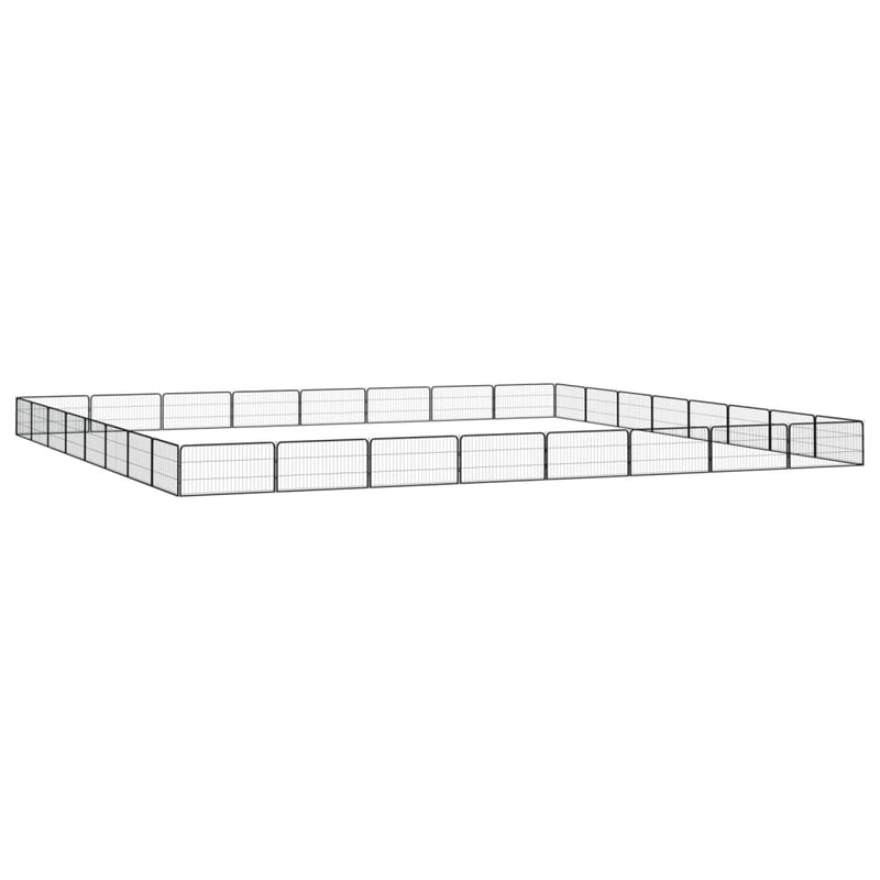 32-Panel Dog Playpen Black 100x50 cm Powder-coated Steel Payday Deals
