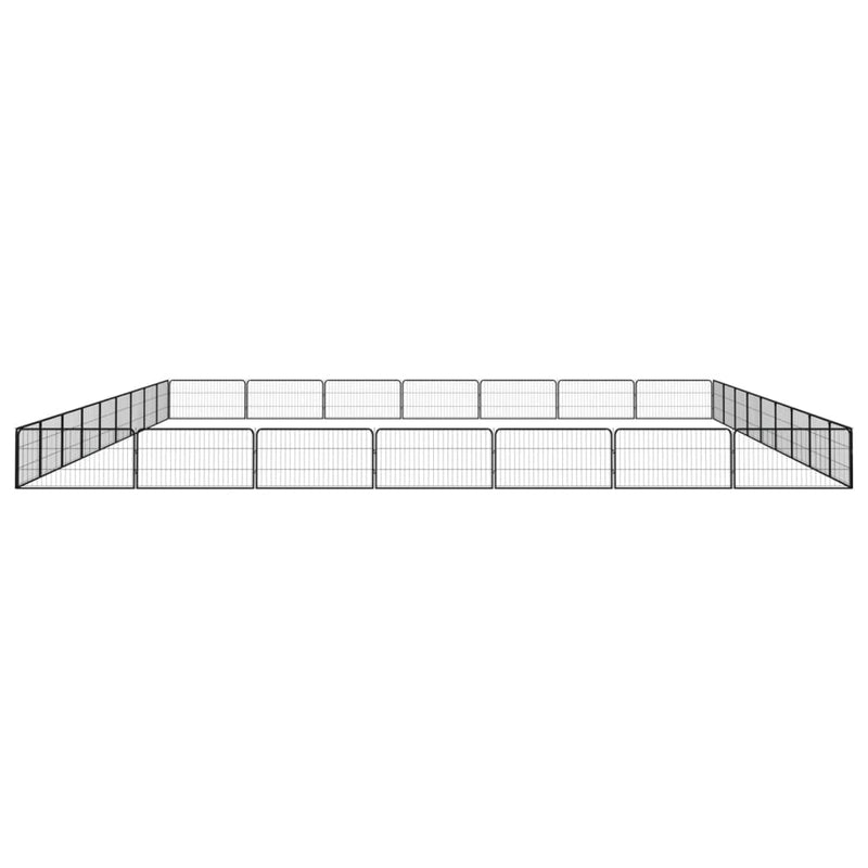 32-Panel Dog Playpen Black 100x50 cm Powder-coated Steel Payday Deals