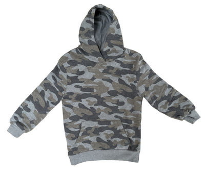 Code Zero Boys Hoodie Jumper Winter Warm Fleece - Grey Camouflage Camo