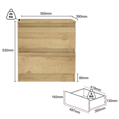 5 Chest of Drawers Tallboy Dresser With Bedside Table