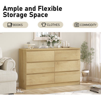 6 Chest of Drawers Lowboy Dresser Storage Cabinet Bedroom Oak