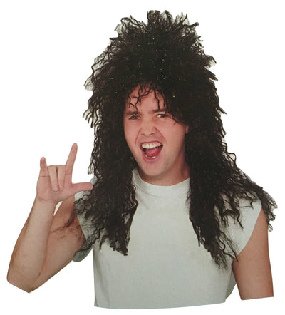 Men's Rock Hip Hop Wig Punk Rockstar 80s Party Costume Dude Bogan Curly
