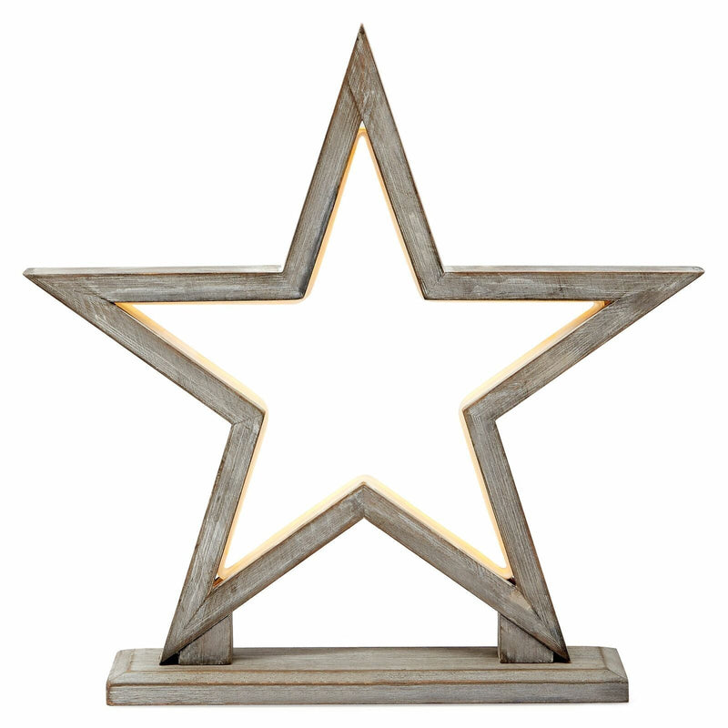 33cm Bamboo Star LED Table Lamp Light Modern Bedside - Antique Timber Payday Deals