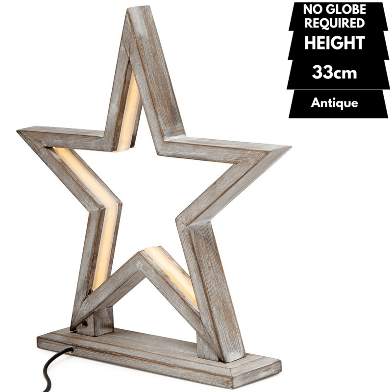 33cm Bamboo Star LED Table Lamp Light Modern Bedside - Antique Timber Payday Deals