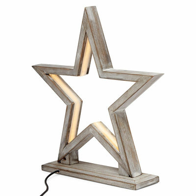 33cm Bamboo Star LED Table Lamp Light Modern Bedside - Antique Timber Payday Deals