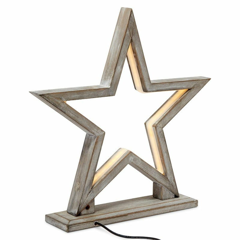 33cm Bamboo Star LED Table Lamp Light Modern Bedside - Antique Timber Payday Deals