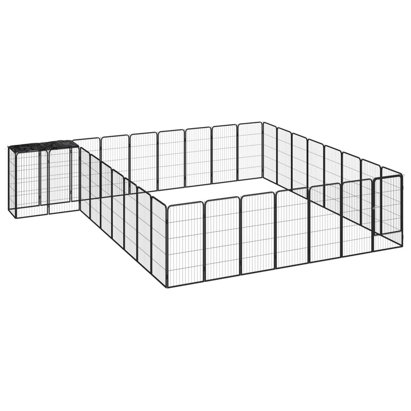 34-Panel Dog Playpen Black 50x100 cm Powder-coated Steel Payday Deals